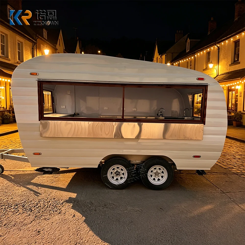 Vintage Food Truck Outdoor Street Fast Food Trailers Fully Equipped Mobile Food Truck Trailer for Outdoor Catering Events