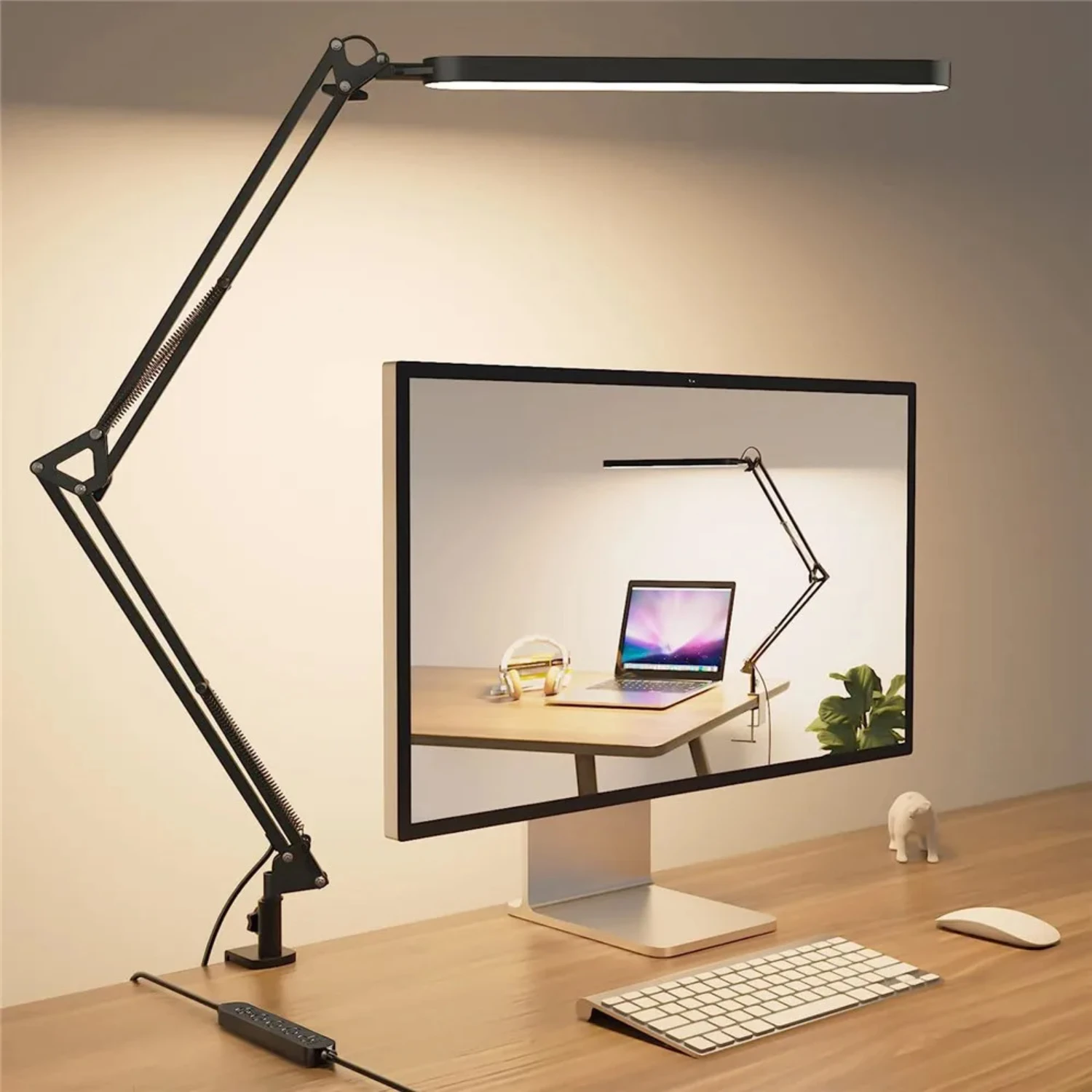 New LED Swing Arm Desk Lamp with Clamp - 3 Lighting Modes, 10 Brightness Levels, Eye-Caring Reading Desk Lamp for Office