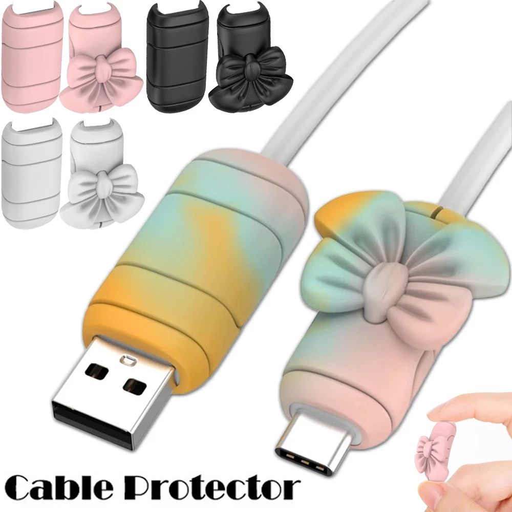 Cartoon Silicone Data Cable Protectors Wire Winder Saver for Android Type C Micro USB Cellphone Charging Cord Protector Cover