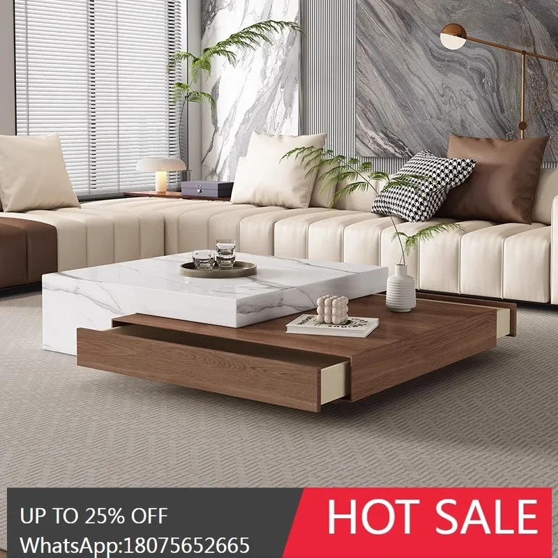 

HLZ Light Luxury Italian Minimalist Rock Board Coffee Table casual and fashionable Home Small Apartment Coffee Table