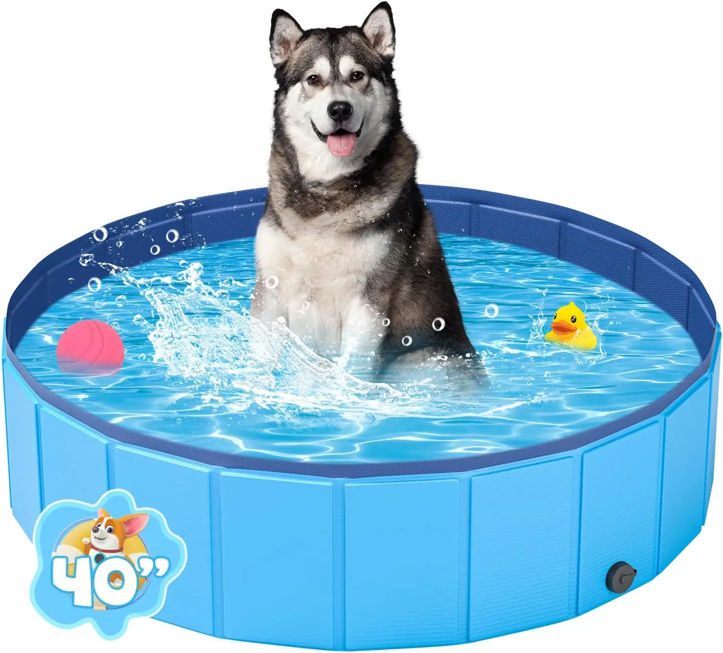

Portable Dog Pool PVC Pet Swimming Bathtub Collapsible Hard Plastic Pool for Pets to Swim and Bath (M-40'x 12' Blue)