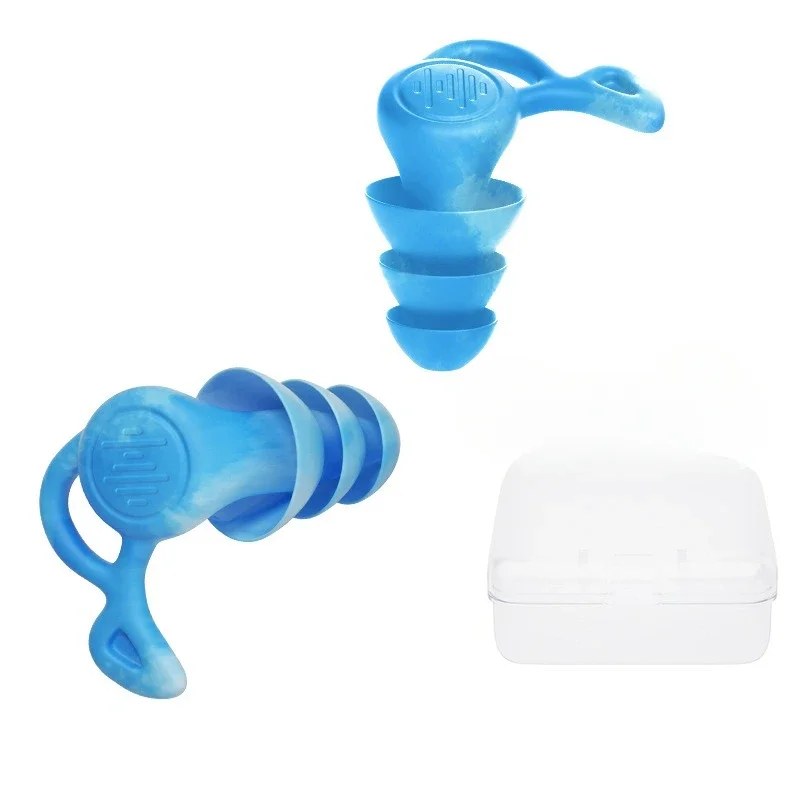 Anti Noise Silicone Reusable Earplugs, Waterproof Swimming, Sleeping, Diving, Surf, Soft Comfort Ear Protector, 3 Layer