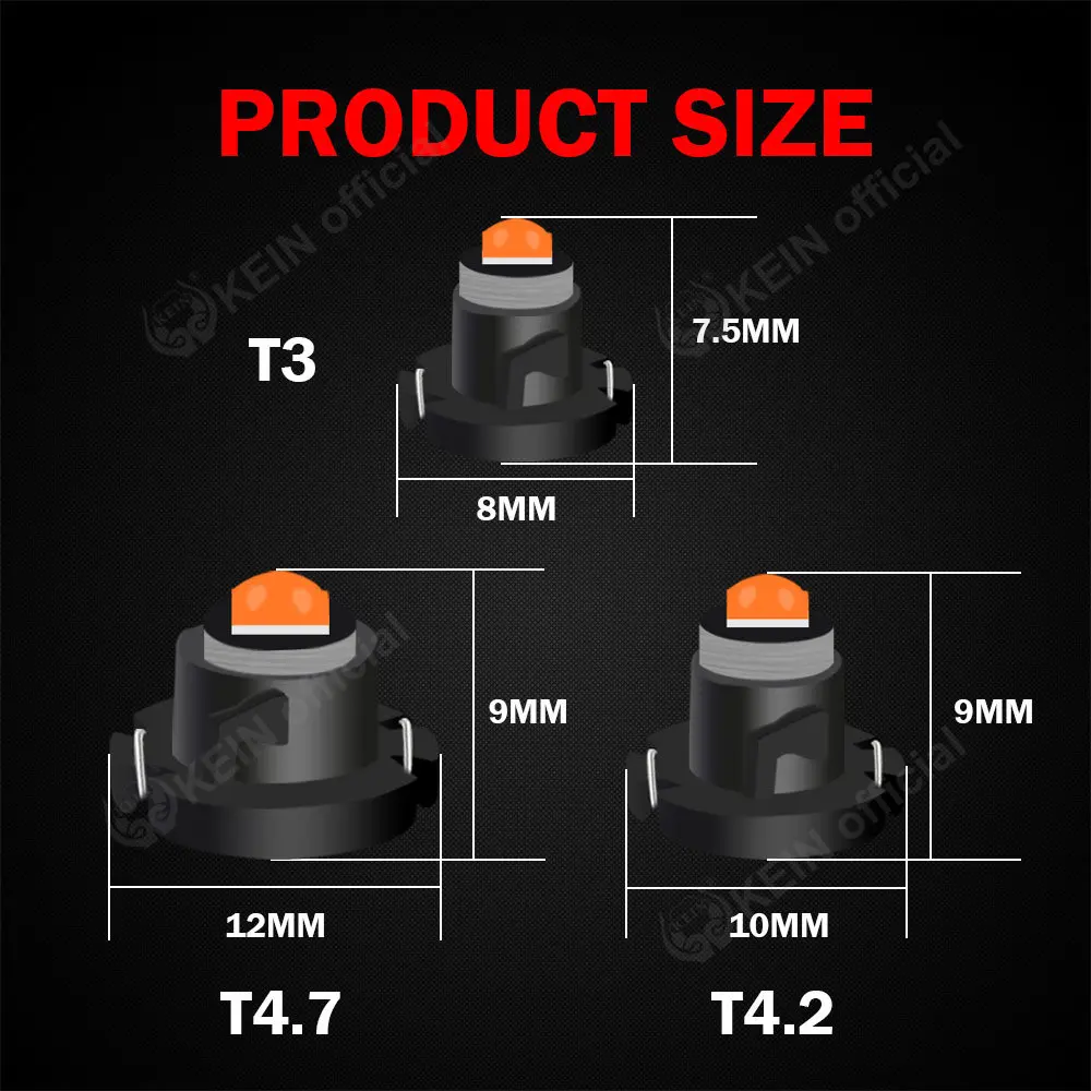 KEIN 8PCS T3 T4.2 T4.7 Led Car Light Meter Bulb Car Dashboard Lamp Neo Wedge Instrument Dash Lights Auto Interior Signal Bulb