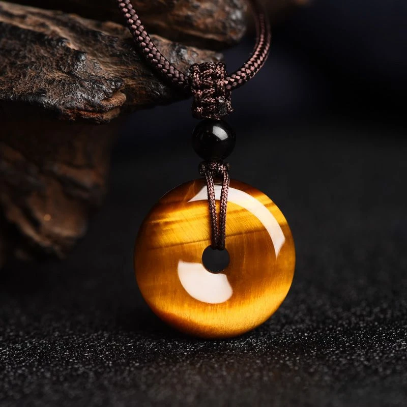 Brazilian Tiger Eye Stone Guanyin Buddha Head Pendant  Stone Tiger Head Safe Buckle Feet Bean Horn Fox Gourd Pixiu Stone Pendant