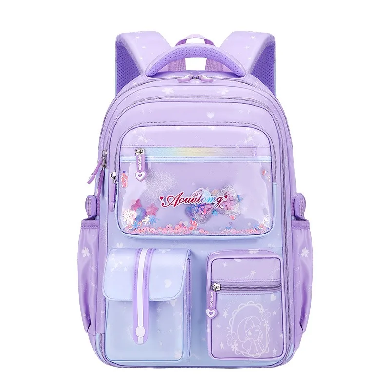 Cartable pour élèves du primaire pour filles, sac à dos Kawaii, grande capacité, ouverture latérale, sac à dos mignon arc-en-ciel, sac à dos scolaire pour adolescents et enfants