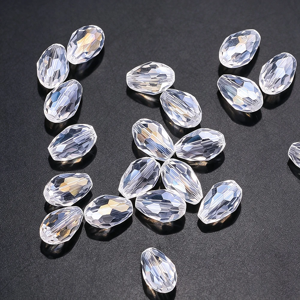 20PCS Transparent Crystal Scattered Beads Multi-faceted Water Drop DIY Bracelet Necklace Earring Fashion Jewelry Making Supplies