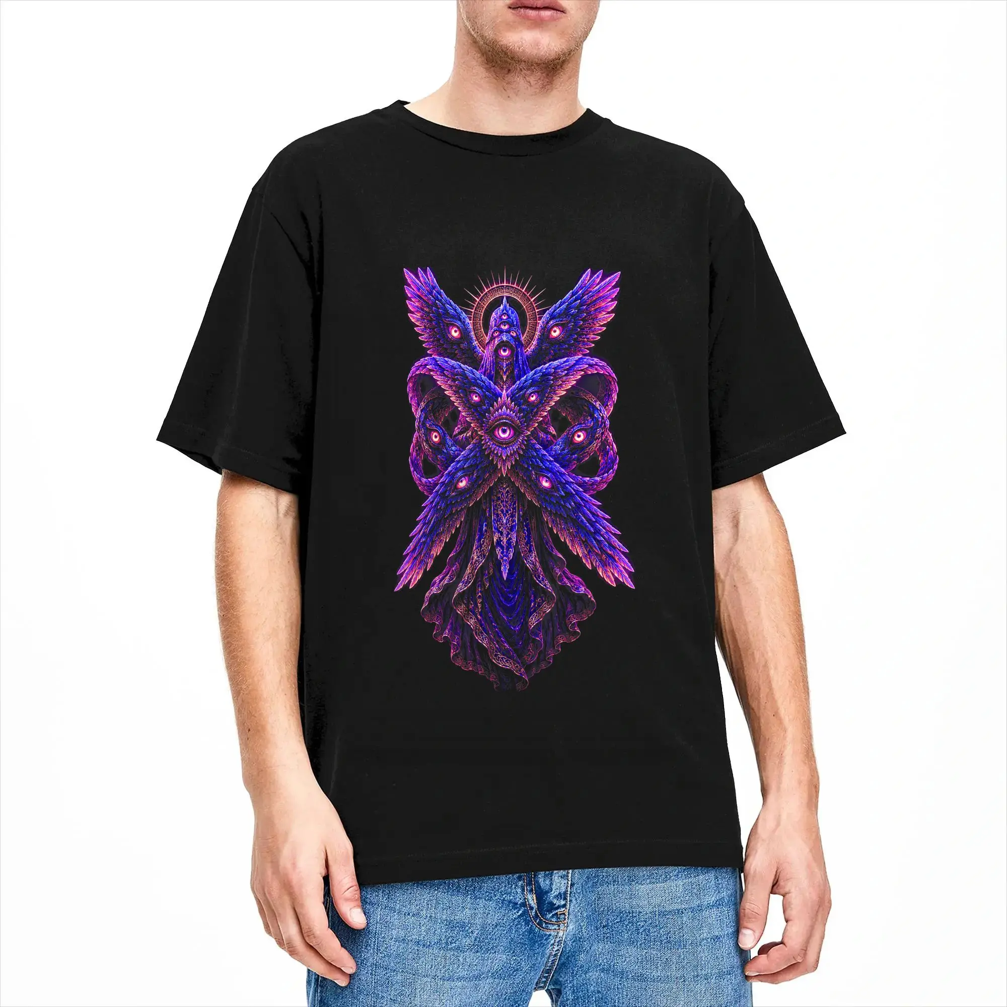 Casual T-Shirt Summer Biblically Accurate Angel Seraphim Eyes Sacred Wings Popular T Shirts  Pure Cotton Tshirt for Men's