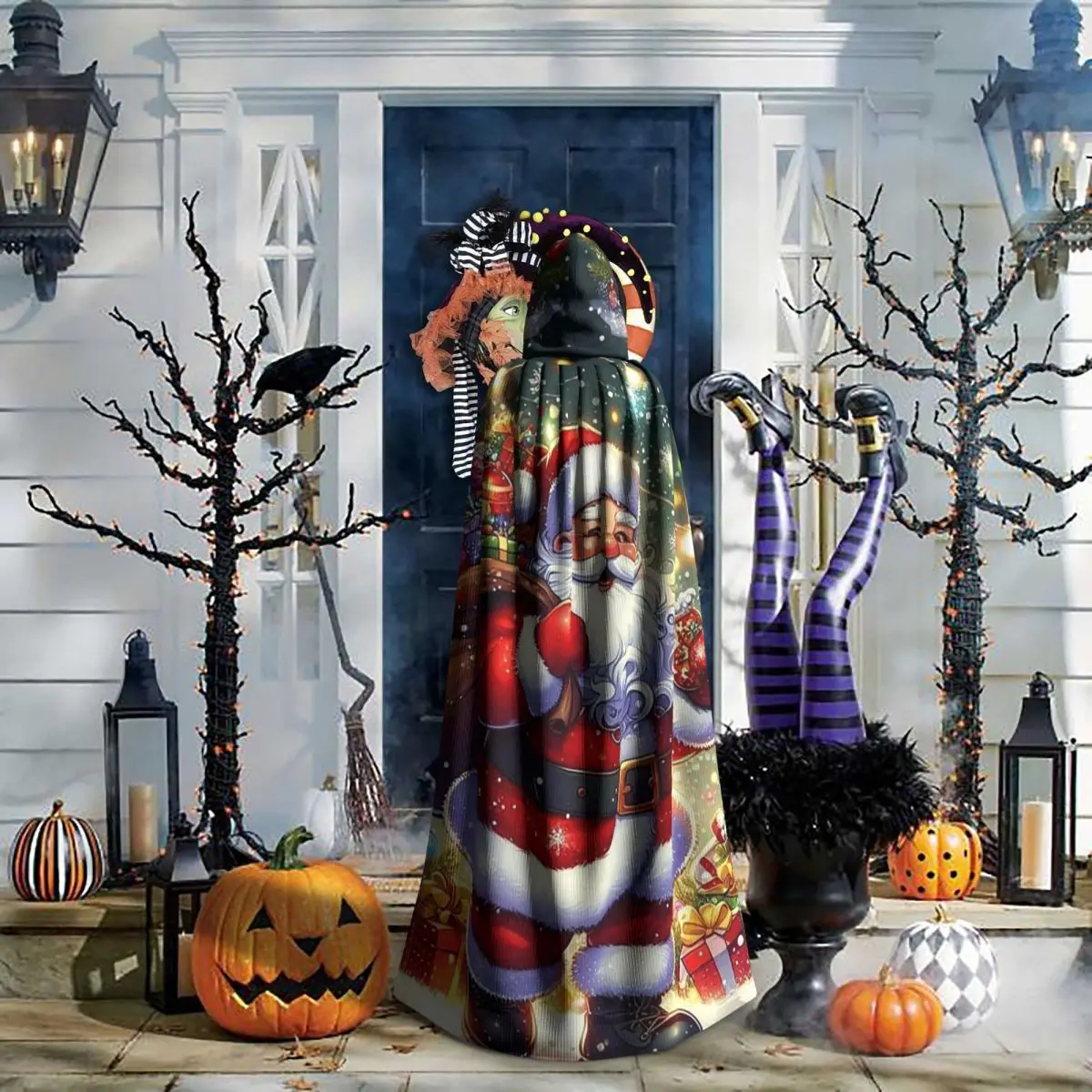 クリスマスの日 クリスマス サンタクロース ロングフード付きマント 魔女 中世コスチューム コスプレケープ ハロウィンヴァンパイア 大人用 ユニセックス