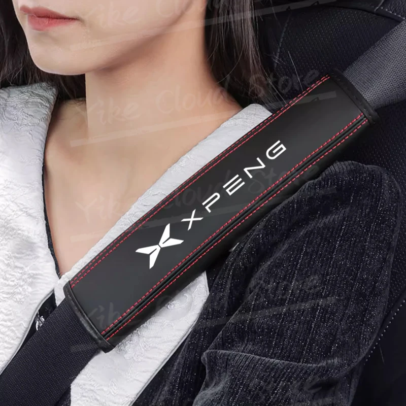 1pcs For Xpeng Xiaopeng P7 G3 G6 G9 F30 N5 P5 X9 G3i P7i H93 Beta LOGO Car Safety Belt Shoulder Leather Cover Pads Accessories