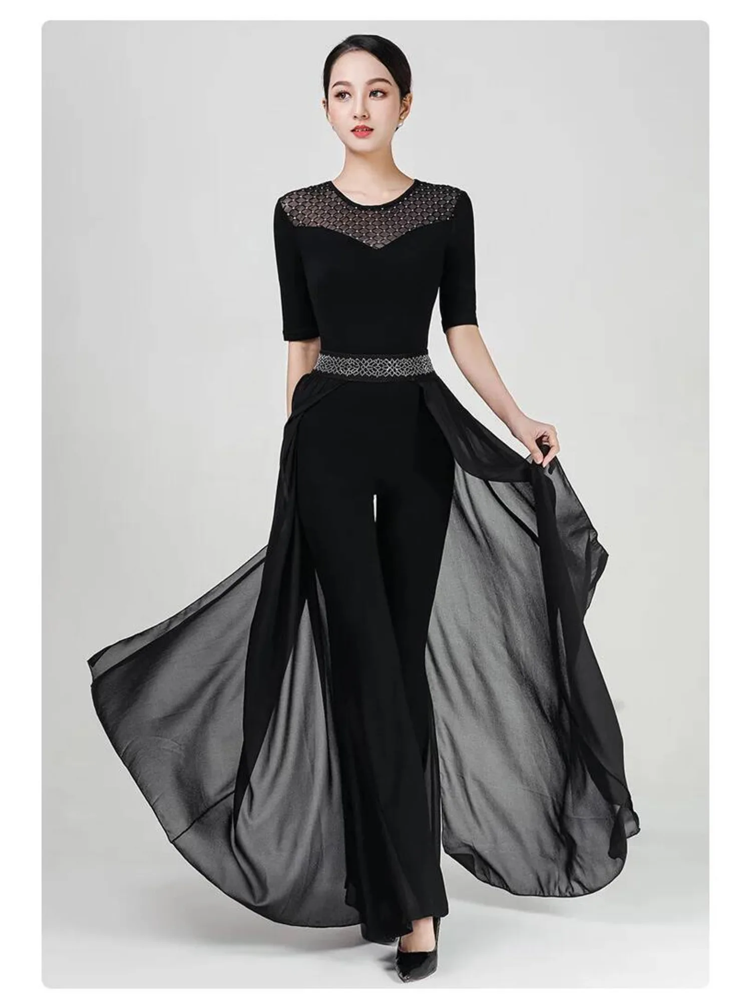 Pantalones de baile de cintura alta para mujer, traje de cantante, trajes clásicos contemporáneos de noche largos de lujo, pantalón de fiesta y calle