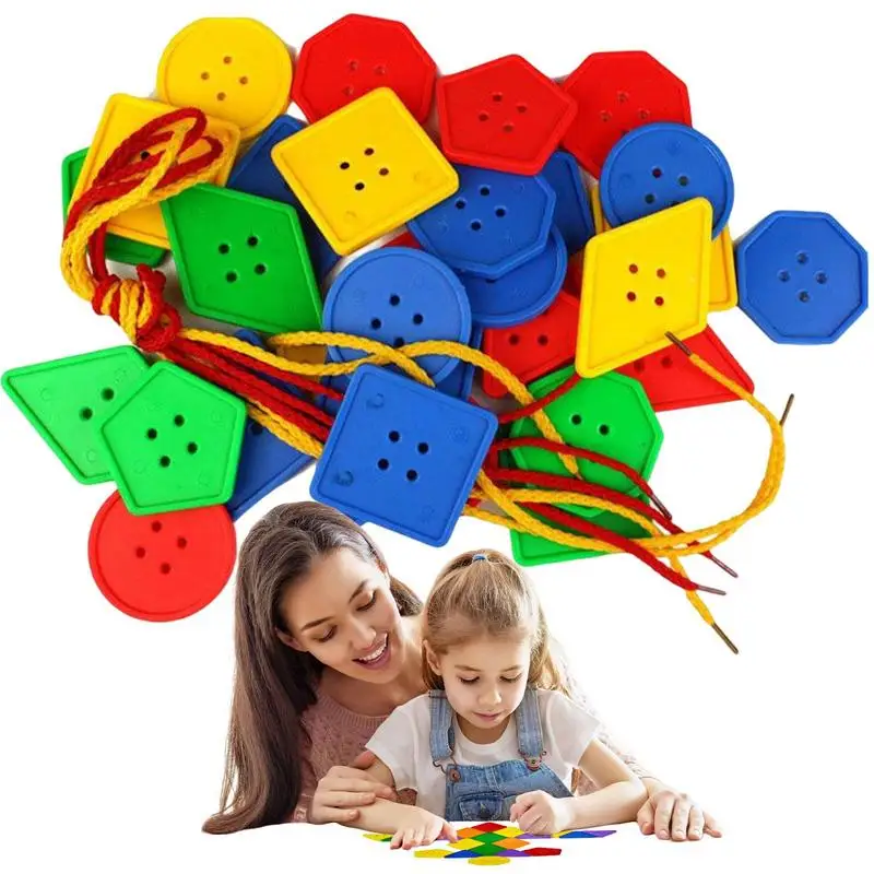 Threading Toys For Toddlers Educational Stringing Geometry Beads Fine Motor Skills Cognitive Skills For Preschool Boys Girls