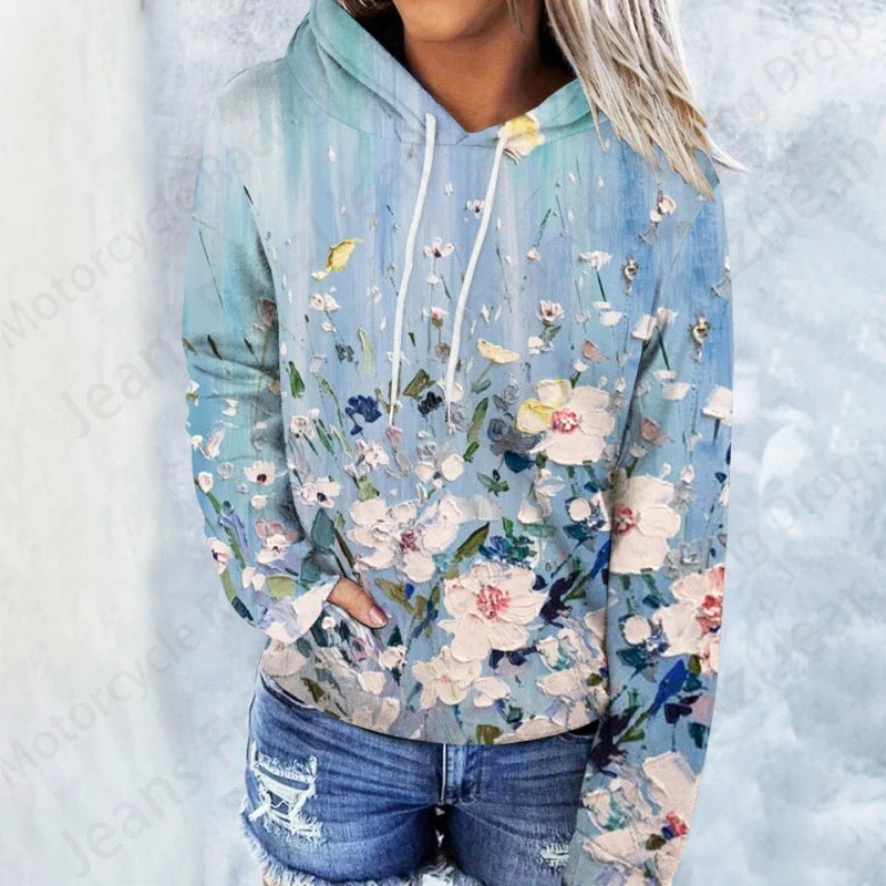 Floral Daisy 3d Print Hoodie Women Fashion Oversized Hoodies Women Sweats Coat Hooded Sweats Pullover Women\'s Clothing Flower