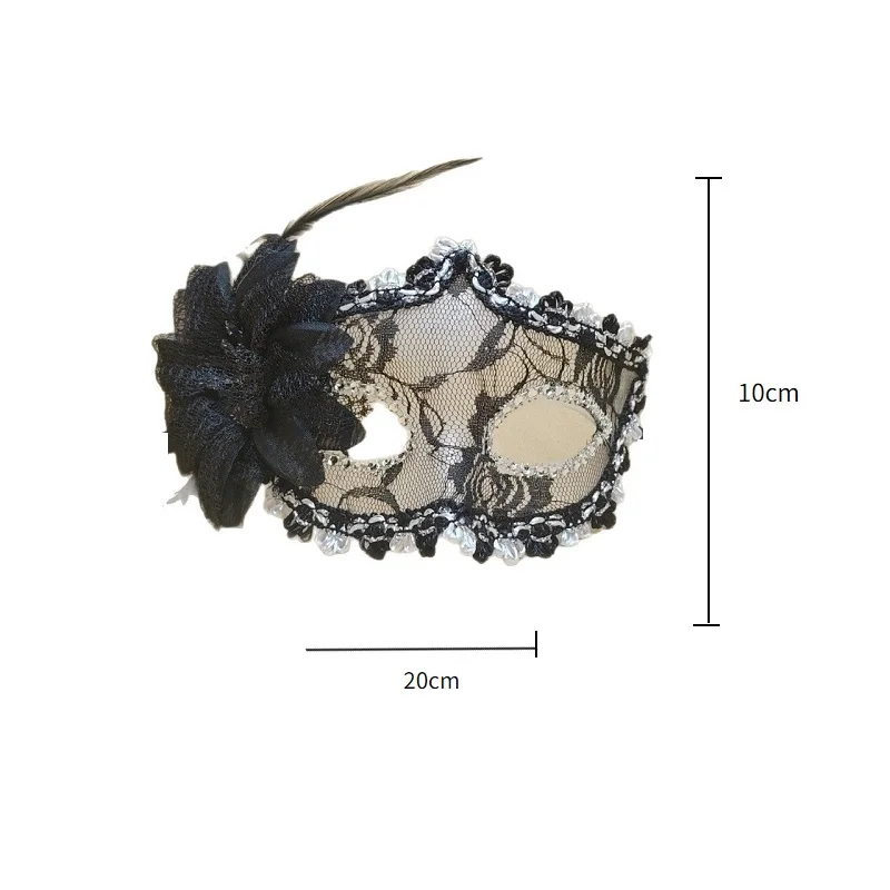 Fashion Side Flower Masquerade Mask Sexy Lace Half Face Mardi Gras Mask Feather Christmas Costume Party Makeup Ball