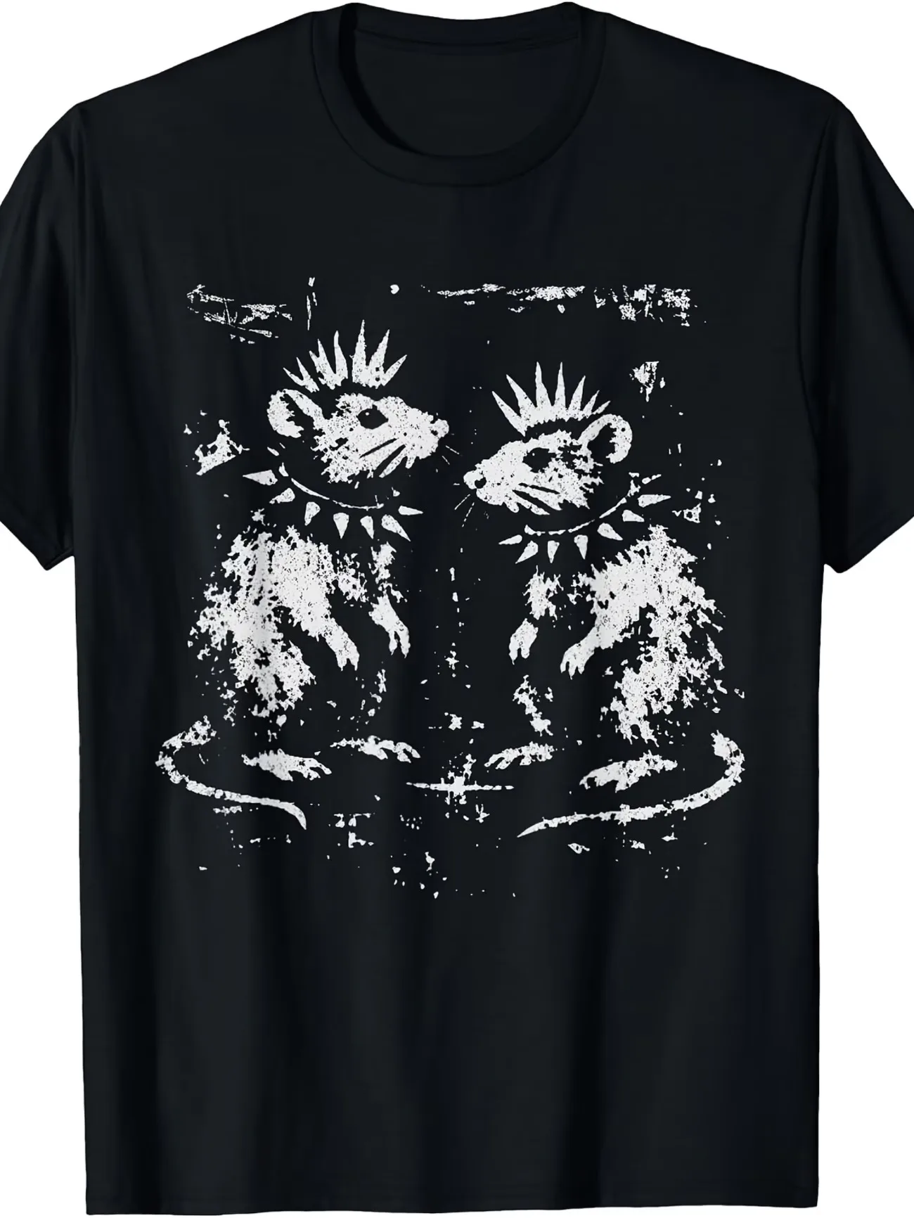 Humorous Rodent Punk Style Rat Gothic T-Shirt Men's Women Top Tee Streetwear Casual Trendy Oversize Loose Vintage Hip Hop Shirt