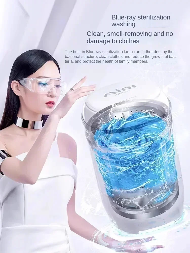 غسالة صغيرة للملابس الداخلية وملابس الأطفال ، مدمجة وخفيفة الوزن ، تصميم نصف أوتوماتيكي ، مثالية