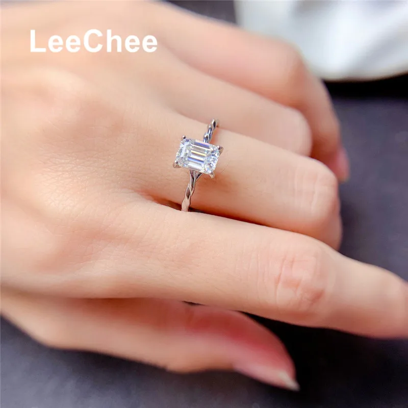 1CT Emerald Sharp Moissanite Ring 5*7MM VVS Lab Diamond Fine Jewelry for Girl Birthday Gift 925 Sterling Silver With Certificate