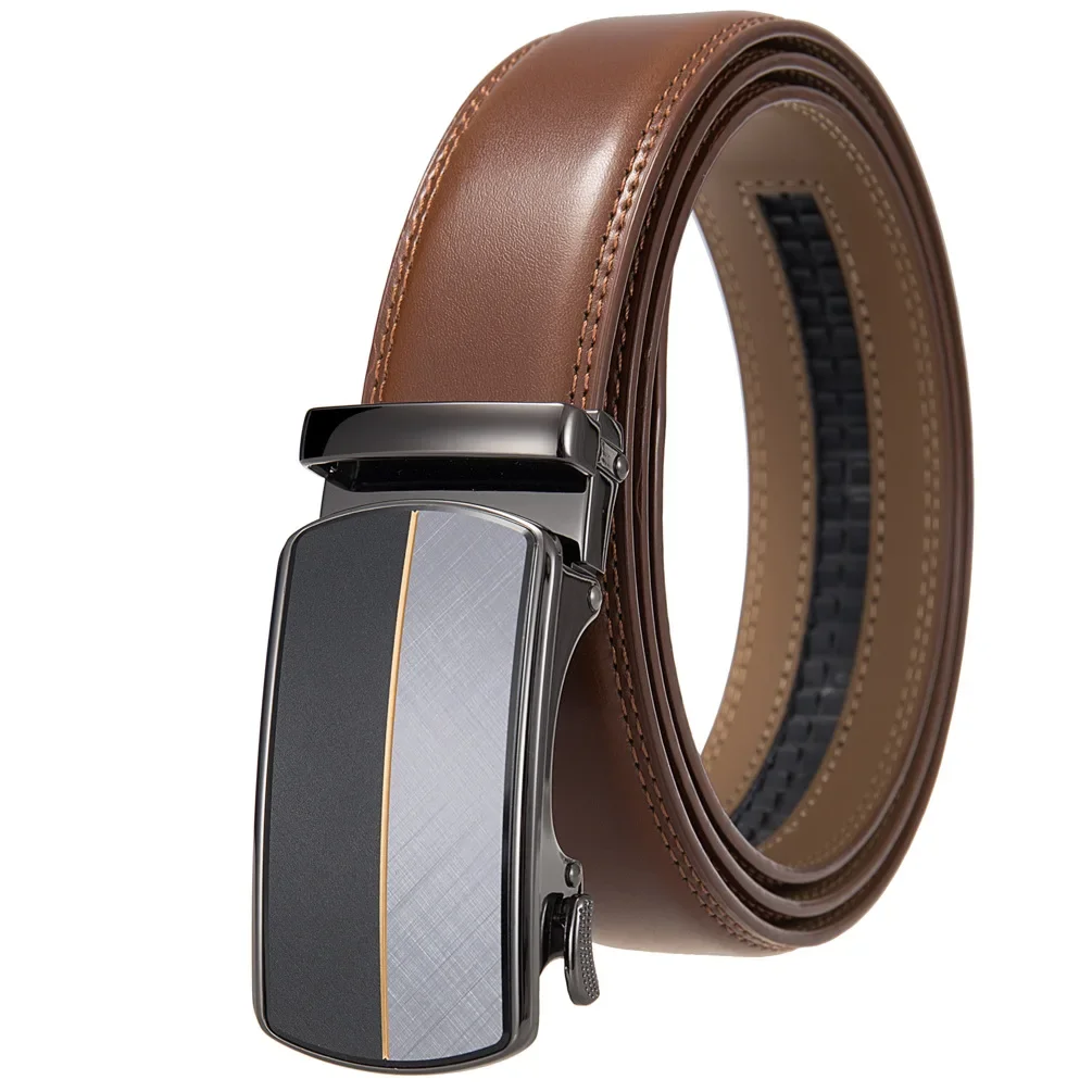 Plyesxale Automatic Buckle Men Belt Genuine Leather High Quality Belt Male Luxury Designer Strap Waistband Fashion New B1261