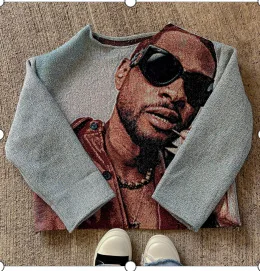 5XL Plus Size Portrait Men's Terry Sweatshirt, American Vintage Unisex Long Sleeve T Shirts, Causal Oversized Mens Clothes