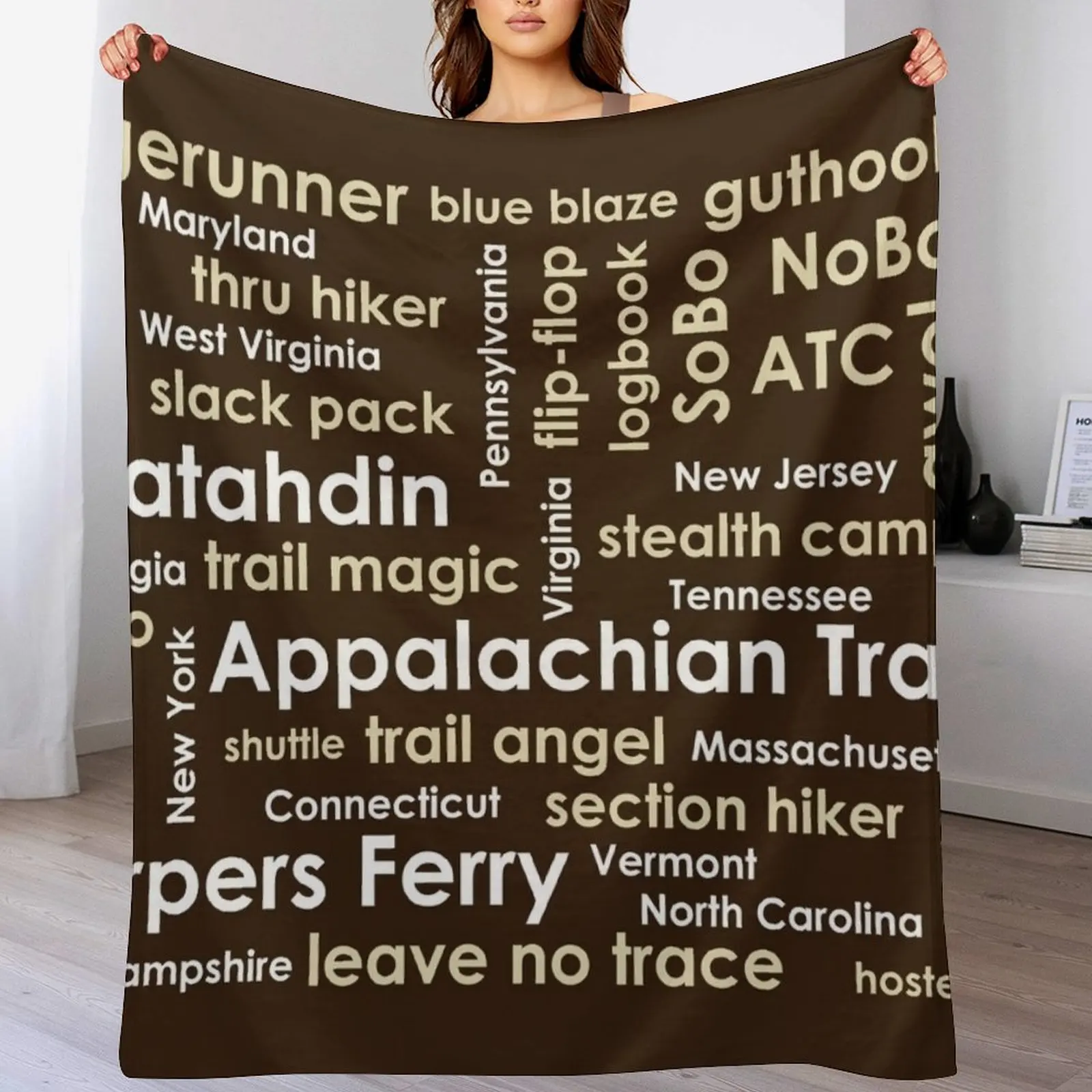 

Appalachian Trail Word Cloud Throw Blanket warm for winter Summer wednesday Sleeping Bag Blankets