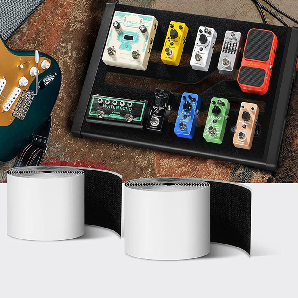 

2 Rolls Pedal Mounting Tape Guitar Effect Hook Loop Board Accessory Black Pedal Hook Loop Tape Electric Instruments Parts