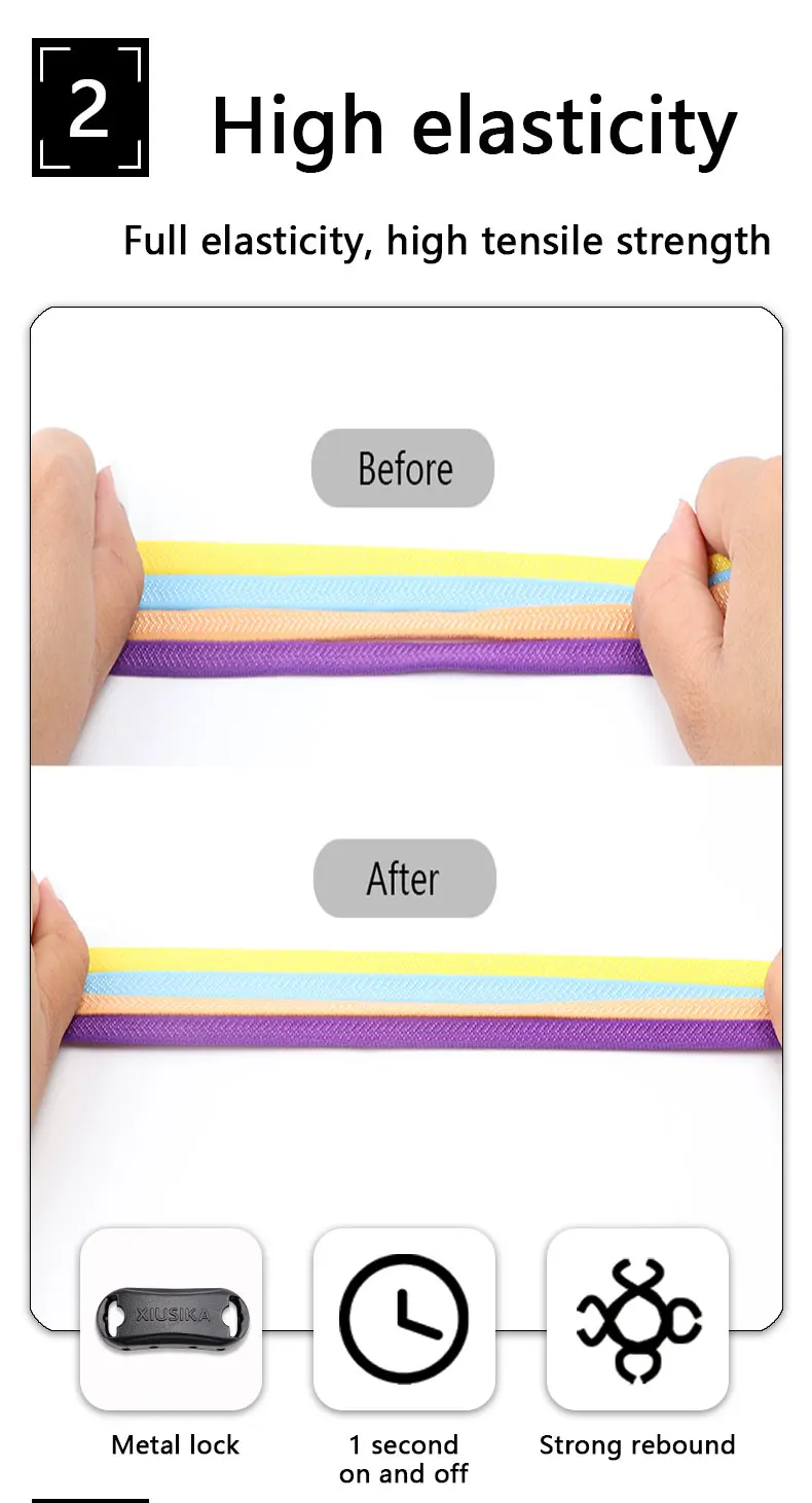 1 Paar Schnürsenkel ohne Krawatte, elastische Schnürsenkel für Kinder und Erwachsene, für Turnschuhe, Schnürsenkel, schnelle Spitze, faule Sport-Gummibänder, flache Schnürsenkel – Detail 4