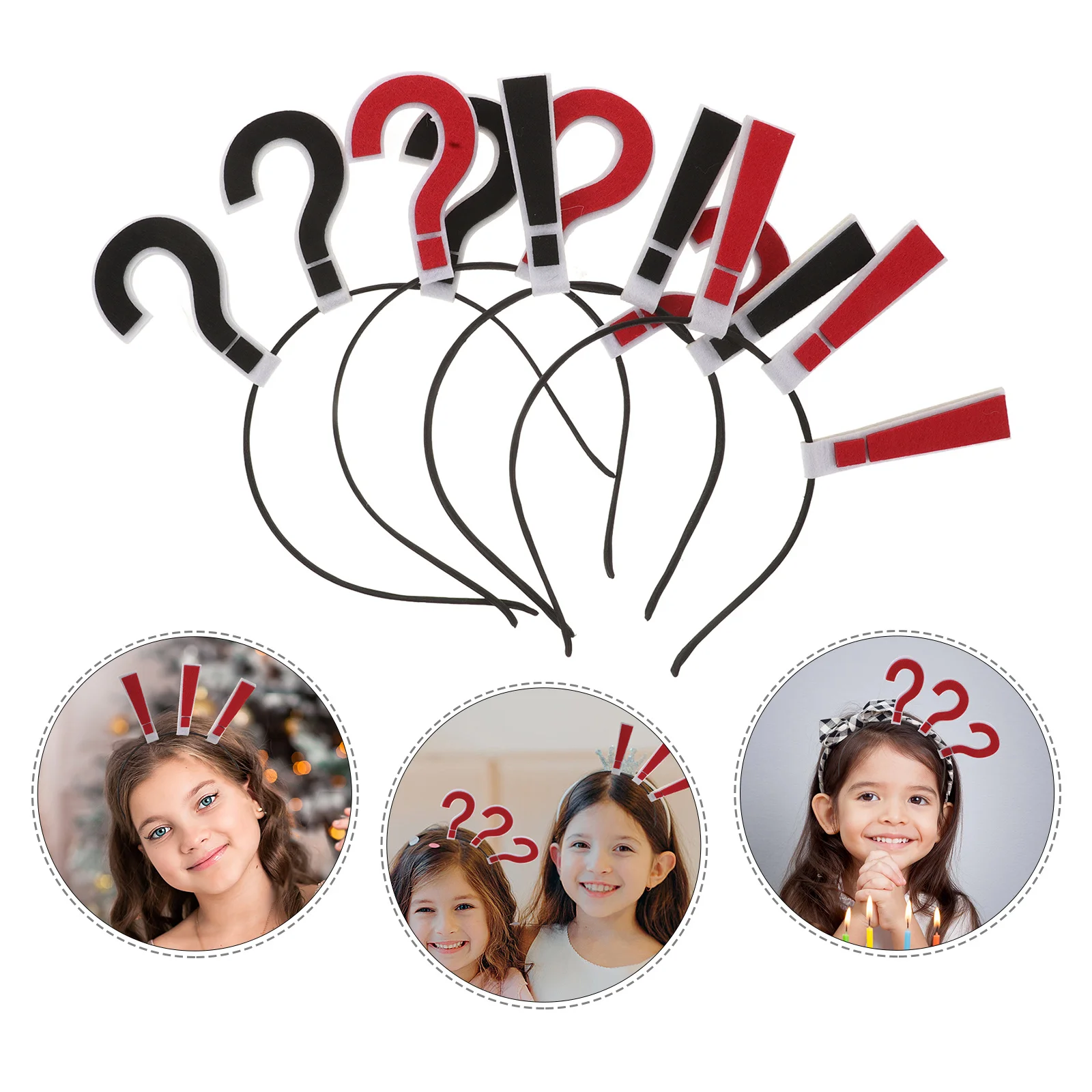 

4pcs Question Mark Hair Band Exaggerated Punctuation Headwear Non-Slip Design Novelty Hair Accessory For Parties Holidays Social