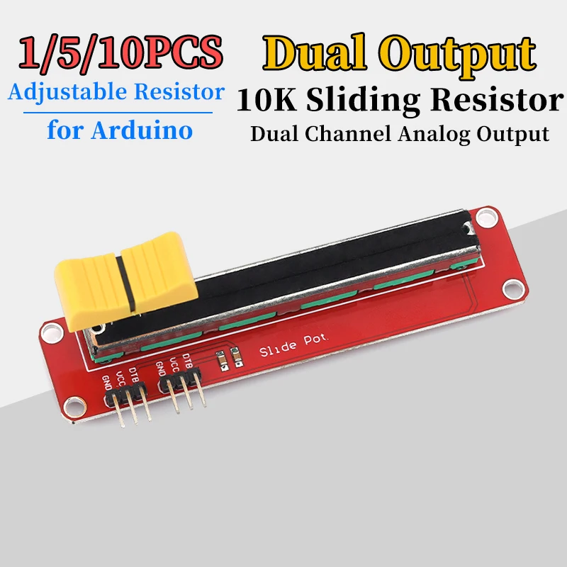 10K Sliding Resistor Dual Channel Analog Output Sliding Potentiometer Module Adjustable Resistor for Arduino