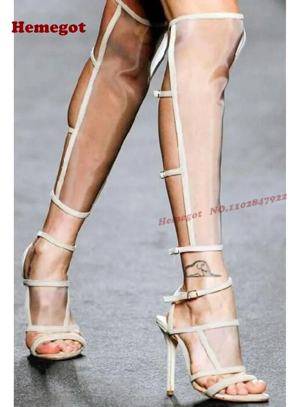Roman Open Toe Cut Out Buckled Women's Sandals Black Air Mesh Patchwork Sandals Stiletto Heels Slingback Luxury Shoes Summer