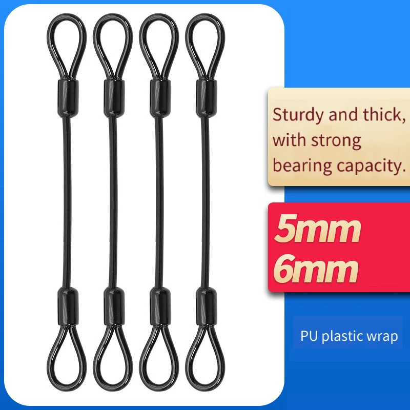 5mm 6mm Thick Plastic Coated Steel Wire Rope, Transparent PU Coated Hanging Rope for Clothesline Rack, Coated Cable