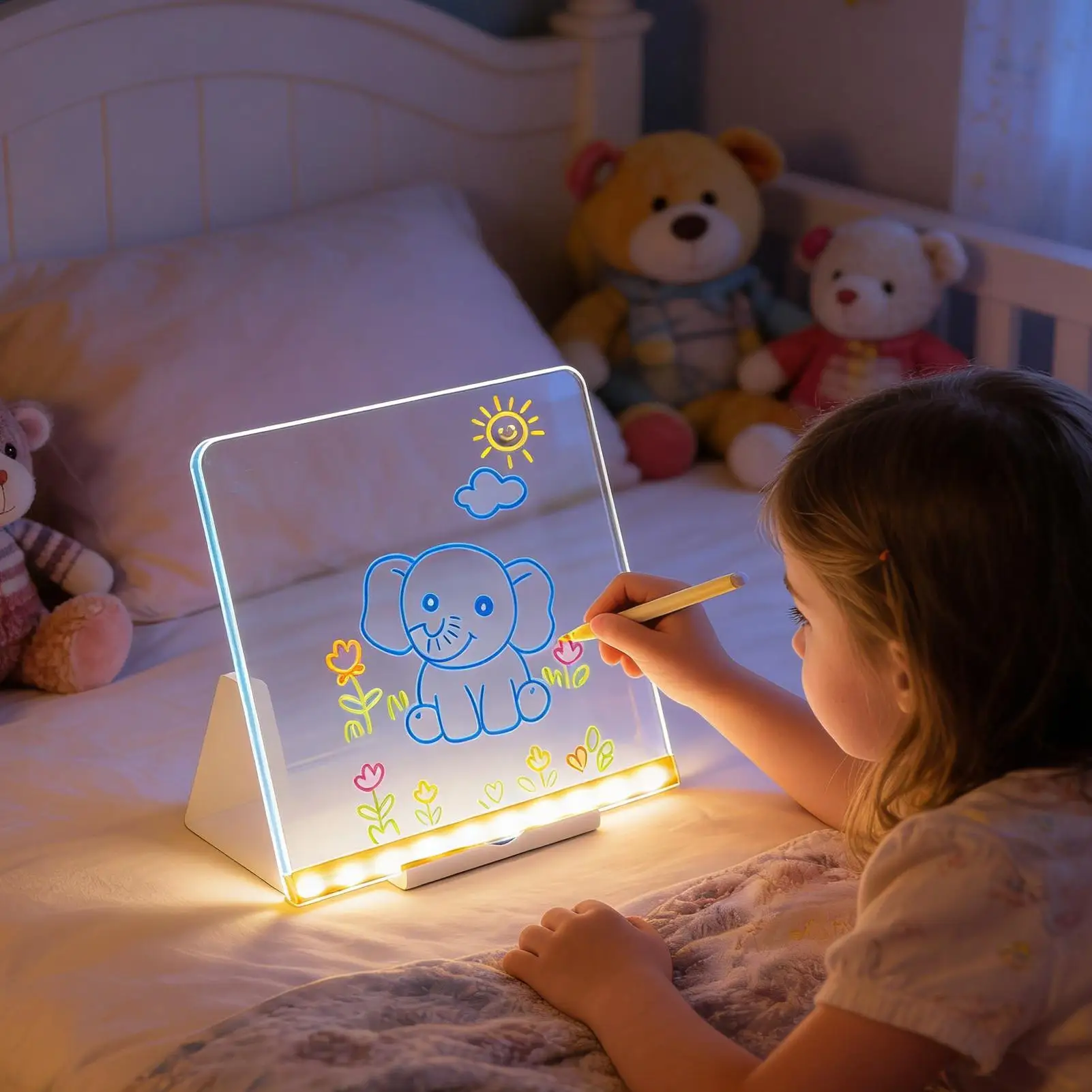 LED-notitiebord USB-plug-in schrijfblok Uitwisbaar LED-prikbord met markers voor jongens Meisjes Schoolwoonkamer Thuiswerkplek