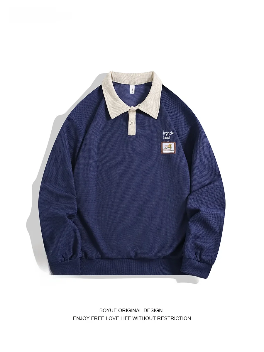 

Boyue Casual Long Sve irt Youth Faion Patchwork Design Turn-down Collar Sweatirt Sle for Teen Boys Trendy Aut...