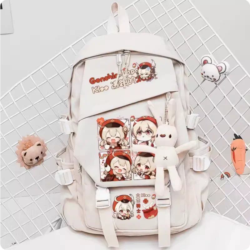 Anime Genshin Impact Klee Schoolbag Fashion Casual Belt Teenagers Student Backpack Handbag B572