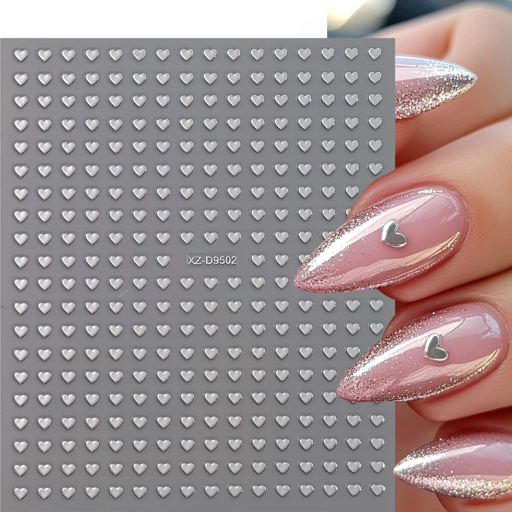 6/8Pcs/Kit-3D Weihnachten Süße Liebe-herz Nagel Aufkleber Rot/Weiß/Schwarz Mini Herz Nagel Aufkleber selbstklebt Pfirsich Herz Nagel Slider