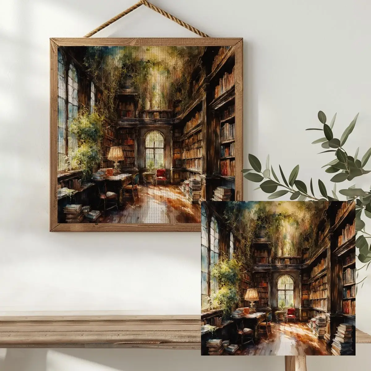 1 Stück 30x30 cm/11,8 Zoll Bibliothek Gestempeltes Kreuzstich-Set DIY-Kit 11/14/16CT DIY-Stickset DIY-Kreuzstich-Set – Detail 2