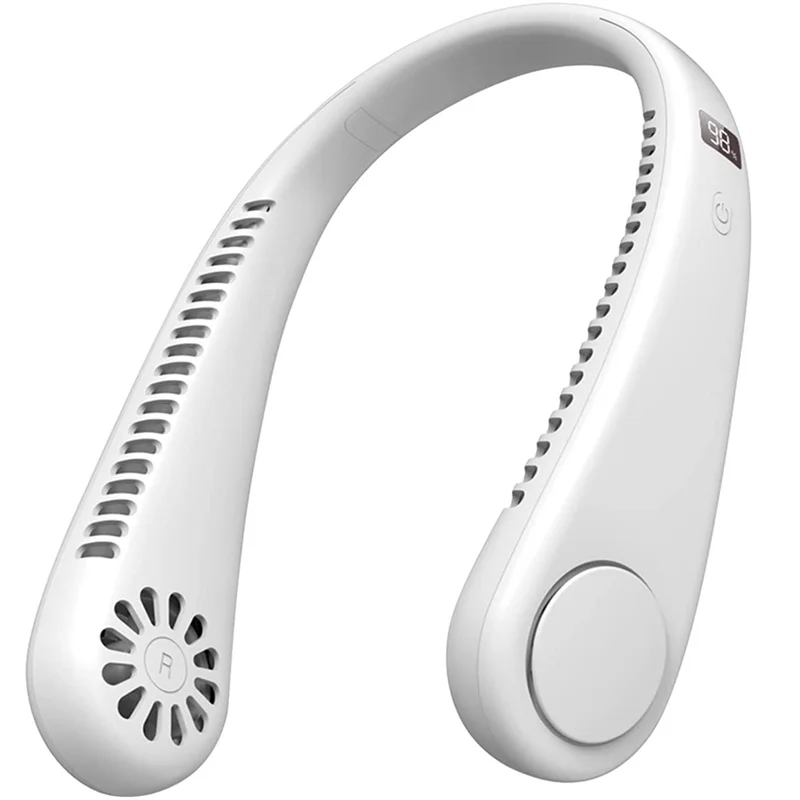 Ventilador de silicona sin hojas de 3 velocidades, ventilador eléctrico portátil deportivo silencioso, ventilador portátil para colgar en el cuello con manos libres para el hogar y al aire libre