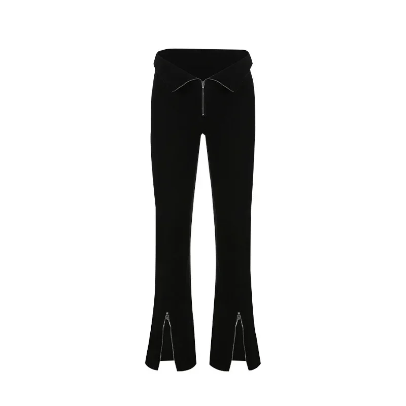 

Spring New Slim Fit High Waisted Split Women's Pants And Knitted Hoodie Two-piece Set Of Korean Fashion Casual Pants Set
