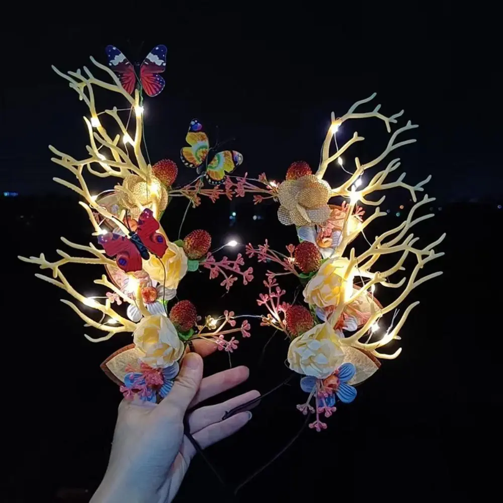 

LED Lights LED Glow Headband Colorful Resin Flashing Headband Luminous Plastic Luminous Deer Horn Hair Band