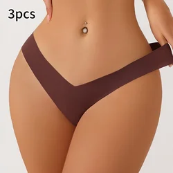 Ropa interior de seda de hielo sin costuras para mujer, bikini de cintura baja con entrepierna de algodón, transpirable, secado rápido, para Yoga, 3 piezas