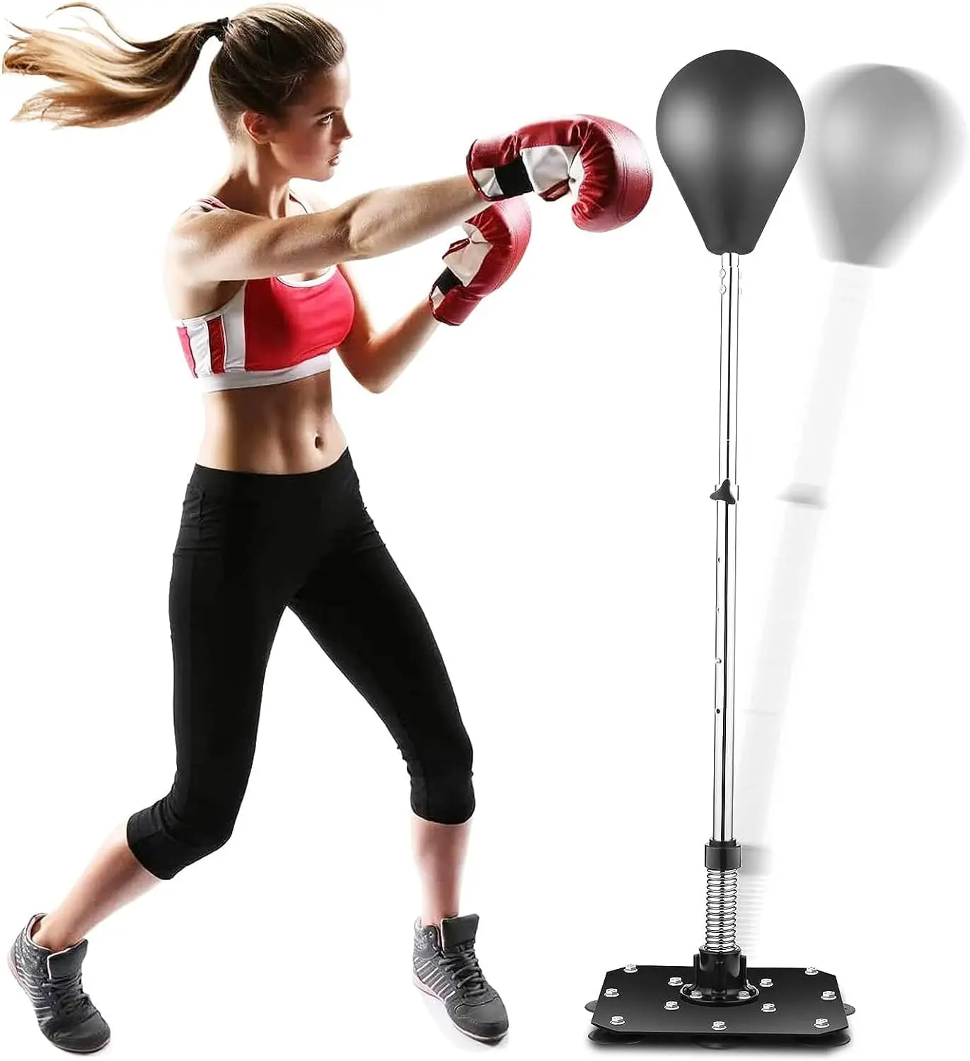 Punching Bag for Adults and Teenagers - Reflex Boxing Bag w/Height Adjustable Punching Ball Stand 43.3-51.2''