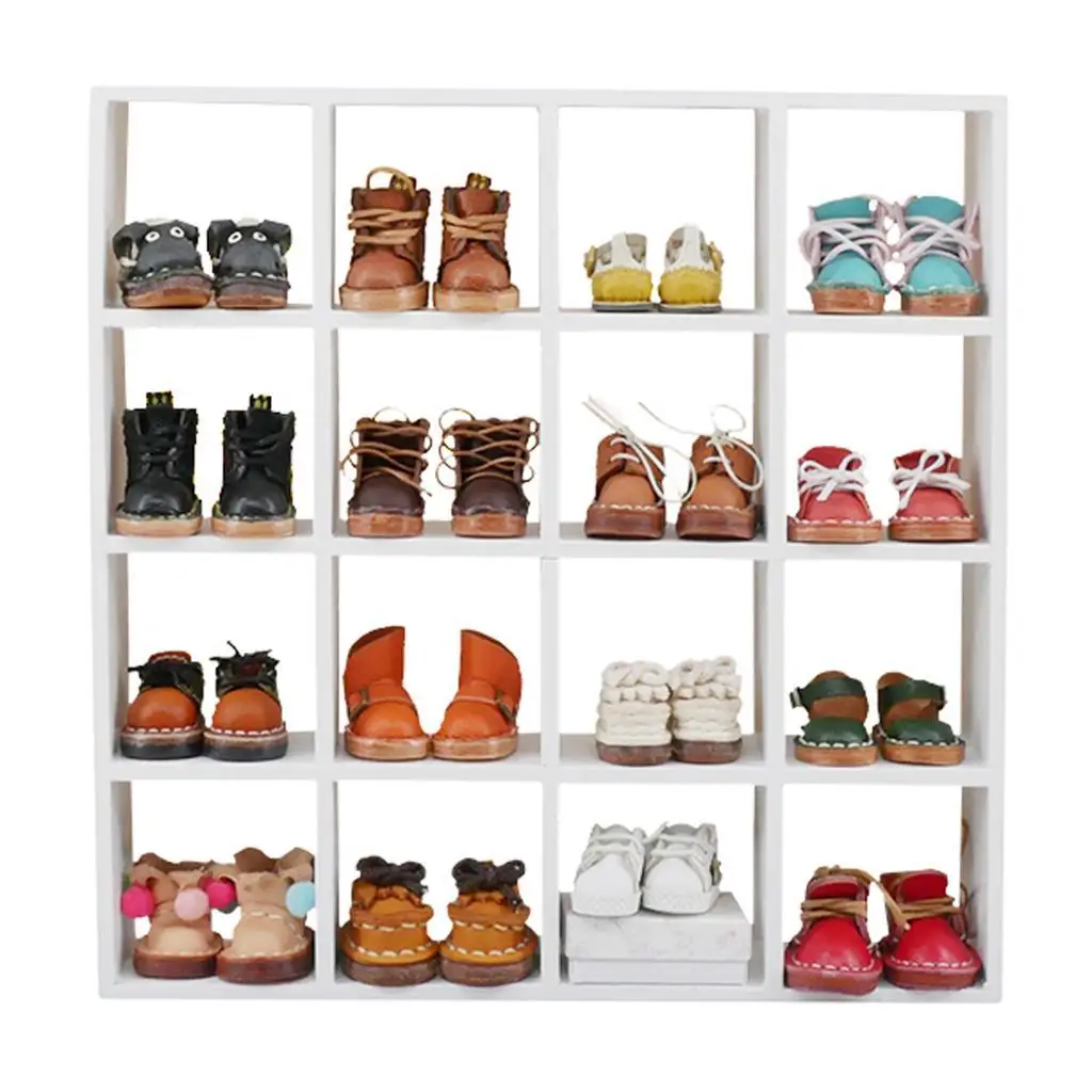 Miniature Dolls House Wooden Floor Shelf Rack Four Layer Storage Furniture Organizer for 1