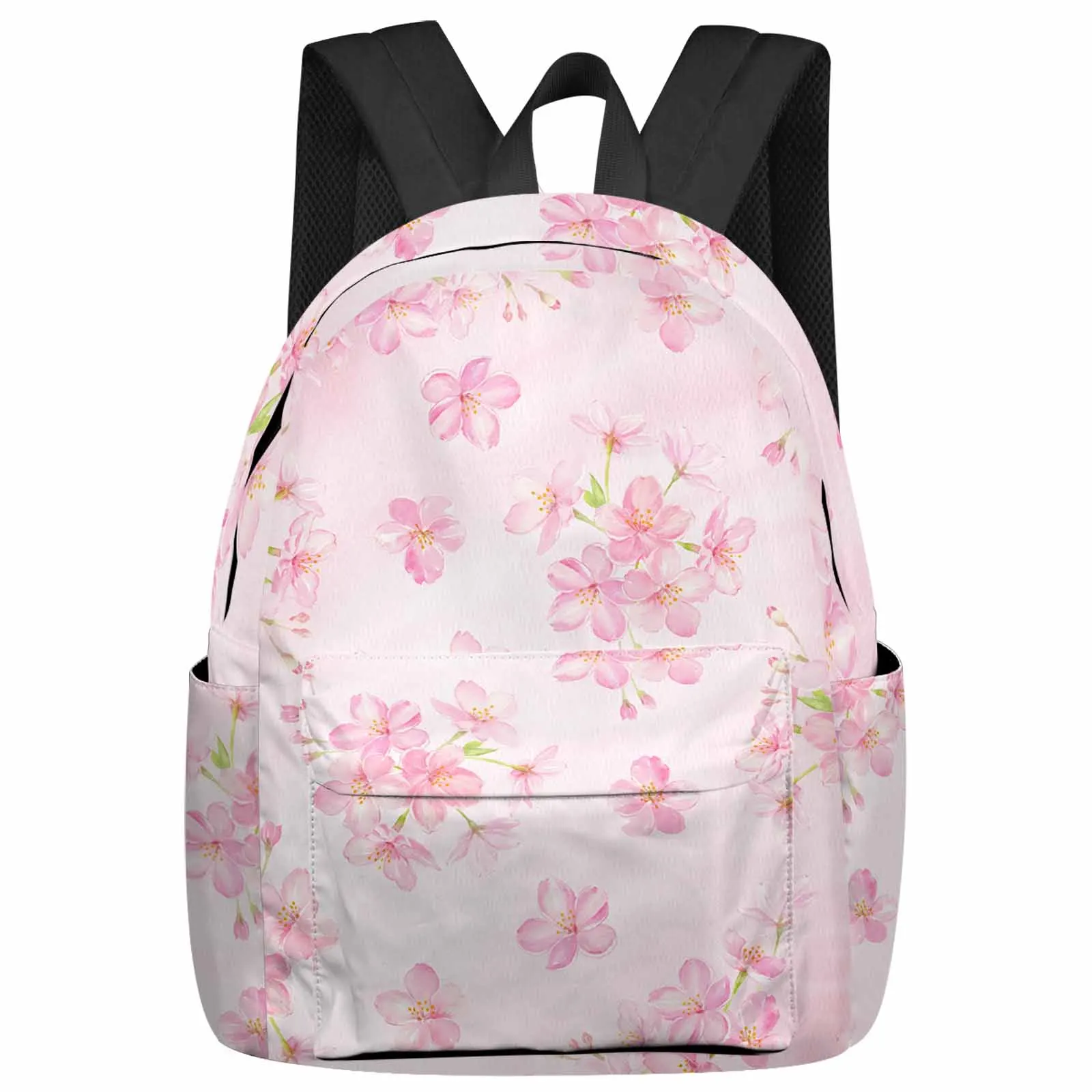 Watercolor Cherry Blossom Flower Backpack School Bags for Teenagers Students Laptop Bag Women's Casual Travel Backpack