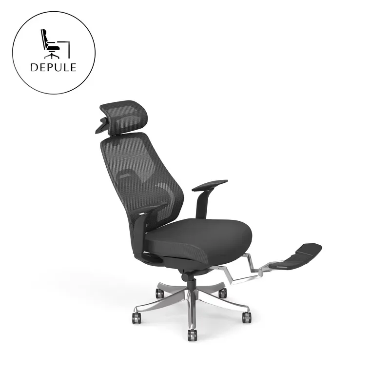 Heavy Duty Ergonomic Office Chair Mesh Back Aluminum Base Adjustable Lumbar Support with Footrest Wholesale Computer Desk
