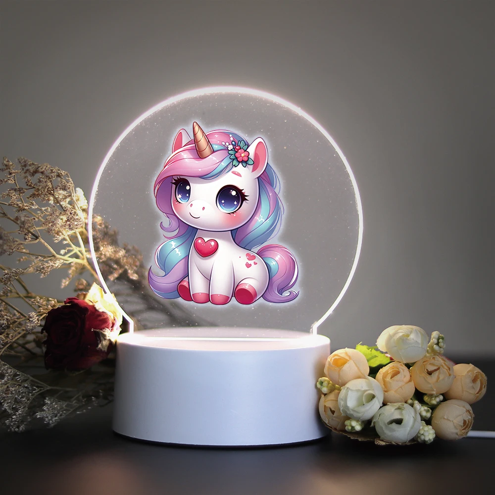 Unicorn Creative Table Bedside Lamp Usb Atmosphere Desk Lamp 3D Led Optical Illusion Table Lamp