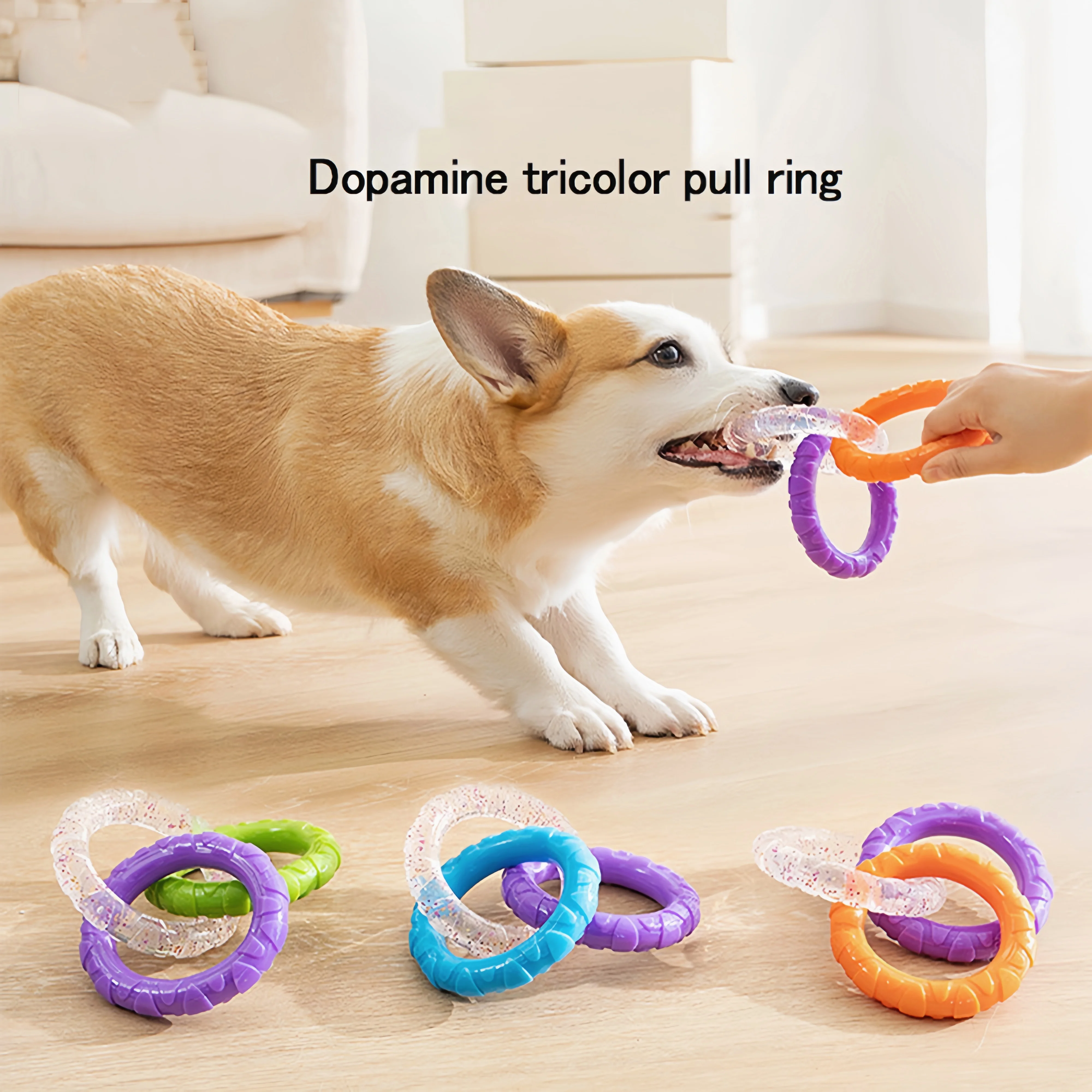 

Dopamine Dog Pull Ring Toy Puppy Teething for Boredom TPR Pet Chew Toys Dog Teeth Cleaning Dog Hard Chew Rubber Toys ﻿