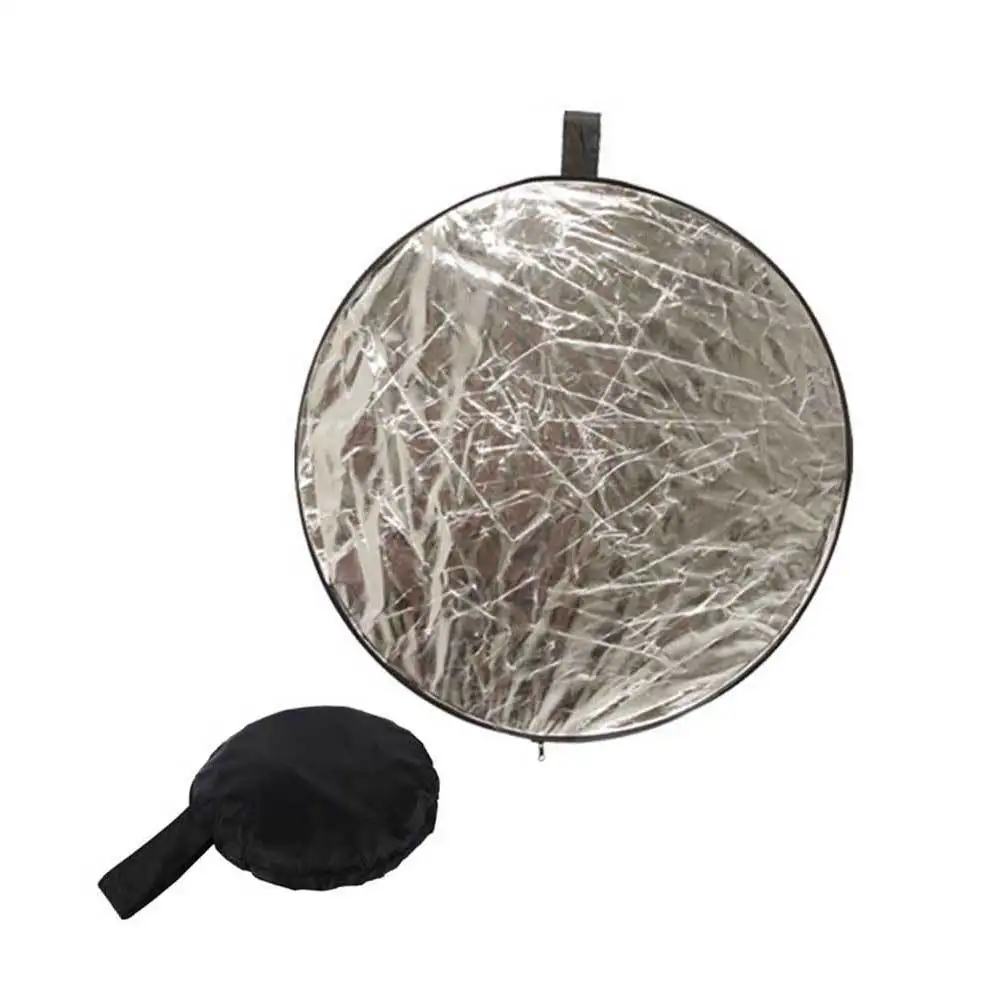 80Cm 2-In-1 Light Reflector Round Foldable Photography Reflector Portable For Portrait Soft Light Durable Steel Frame Carry Bag