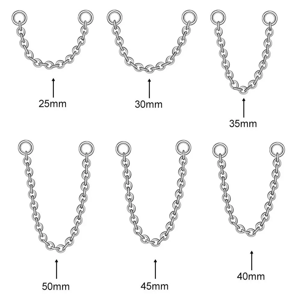 Fashion Titanium Nose Chain Three Layer Chain 25-50mm Labret Chain DIY Double Chain Daith Ear Studs Piercing Ear Nose Jewelry view 6