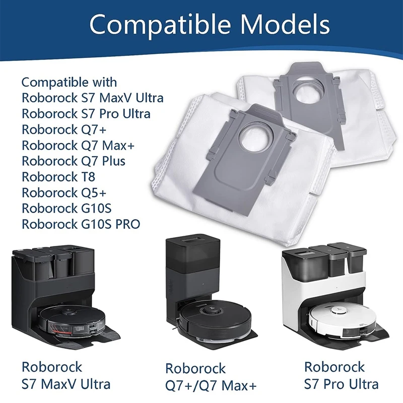 Мешки для пылесоса Запчасти для Roborock S7 Maxv Ultra / S7 Pro Ultra / Q7 Max / Q7 Max+/Q7 Max+Plus / S8+/Q5+ Вакуумный мешок для пыли