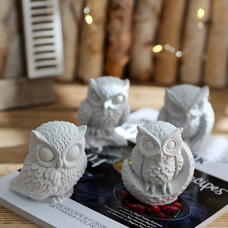 

3D Owl Animal Shape Scented Candle Silicone Mold Aromatherapy Gypsum Plaster Crafts Home Decoration Molds