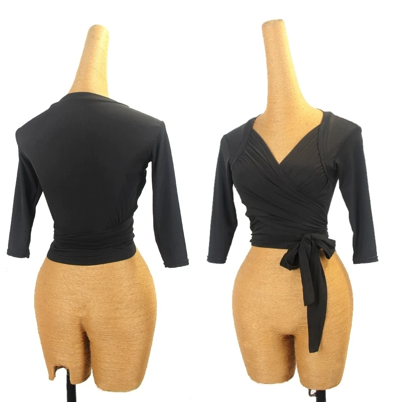 

Latin dance top sexy V-neck slimming tops for adult women tango samba rumba training clothing for girls dance practice clothes