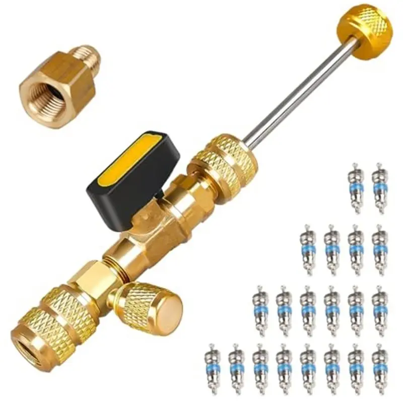 1Set Professional Valve Core Safety Removal Tool, HVAC/AC Repair Compatible With R32 And R410, Includes 20 Valve Cores-Boom